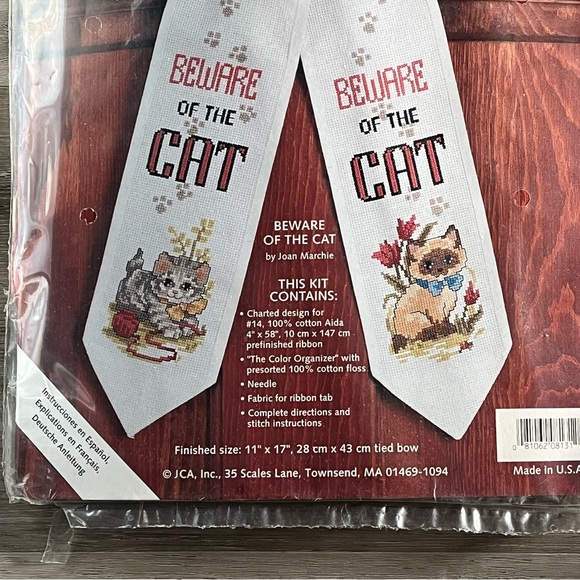 NWT Bow Ties Beware of the Cat Counted Cross Stitch Kit - Picture 6 of 13